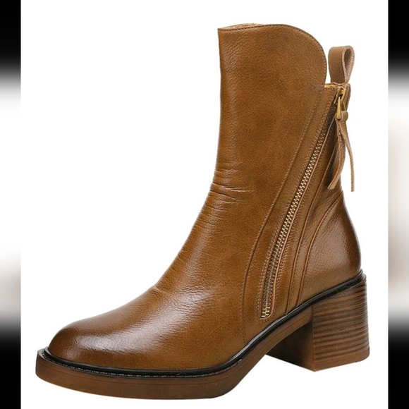 Women's Gogo Boots Platform Boots Mid Calf Boots Chunky Heel Boots Square Toe - Picture 4 of 5